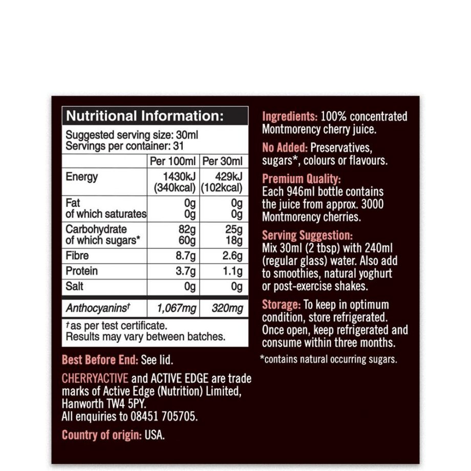 picture of cherry active concentrate label